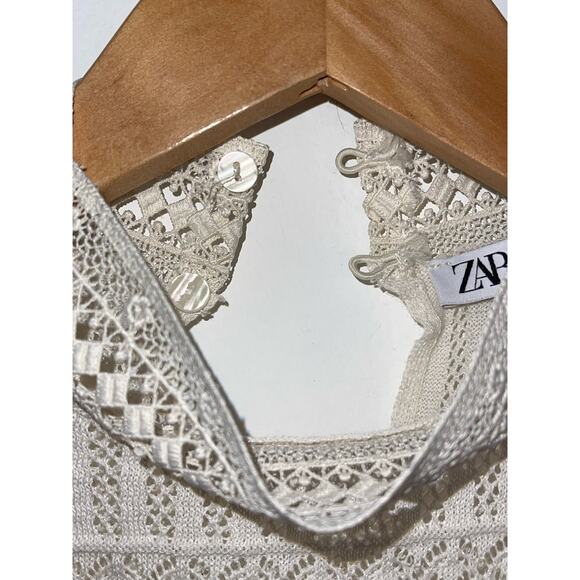 Zara Beige Knit Long Sleeve CropTop Size:S Pre-Loved - Picture 1 of 13